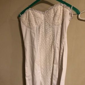 Bebe white strapless dress